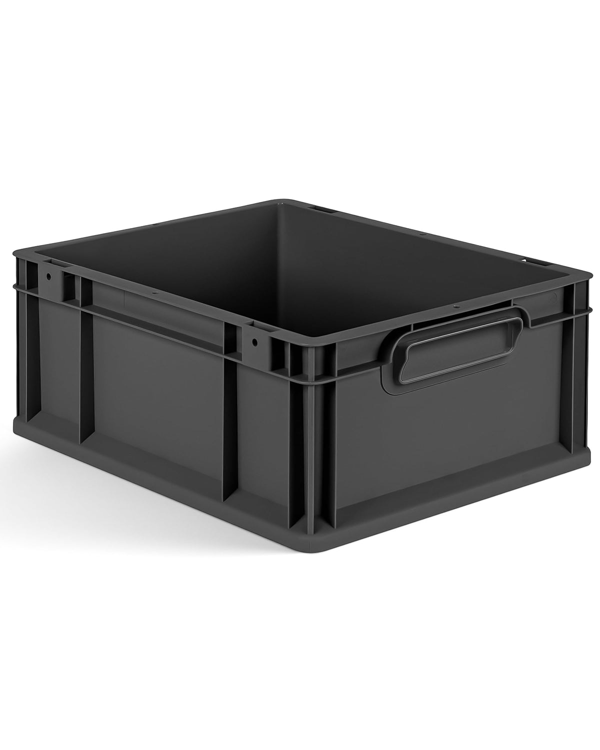 aidB Eurobox NextGen 2.0 Cycle - 400 x 300 x 220 mm - 20L Recycled Material Storage Box - Stackable Storage Box in Anthracite - Closed Handles - Industrial Quality - Includes Blue Colour Clips