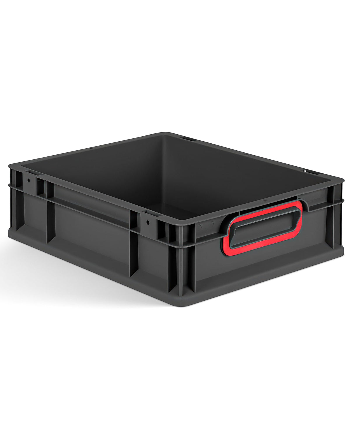 aidB Eurobox NextGen 2.0 Cycle - 400 x 300 x 220 mm - 20L Recycled Material Storage Box - Stackable Storage Box in Anthracite - Closed Handles - Industrial Quality - Includes Blue Colour Clips