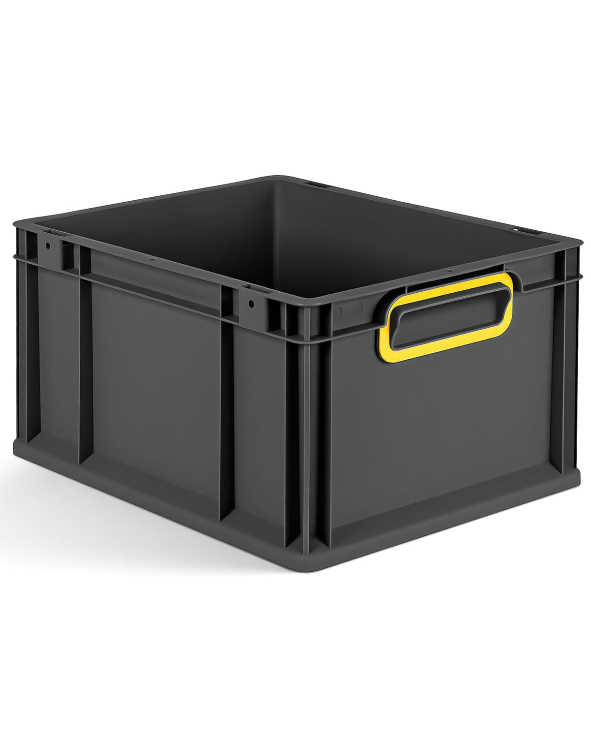 aidB Eurobox NextGen 2.0 Cycle - 400 x 300 x 220 mm - 20L Recycled Material Storage Box - Stackable Storage Box in Anthracite - Closed Handles - Industrial Quality - Includes Blue Colour Clips