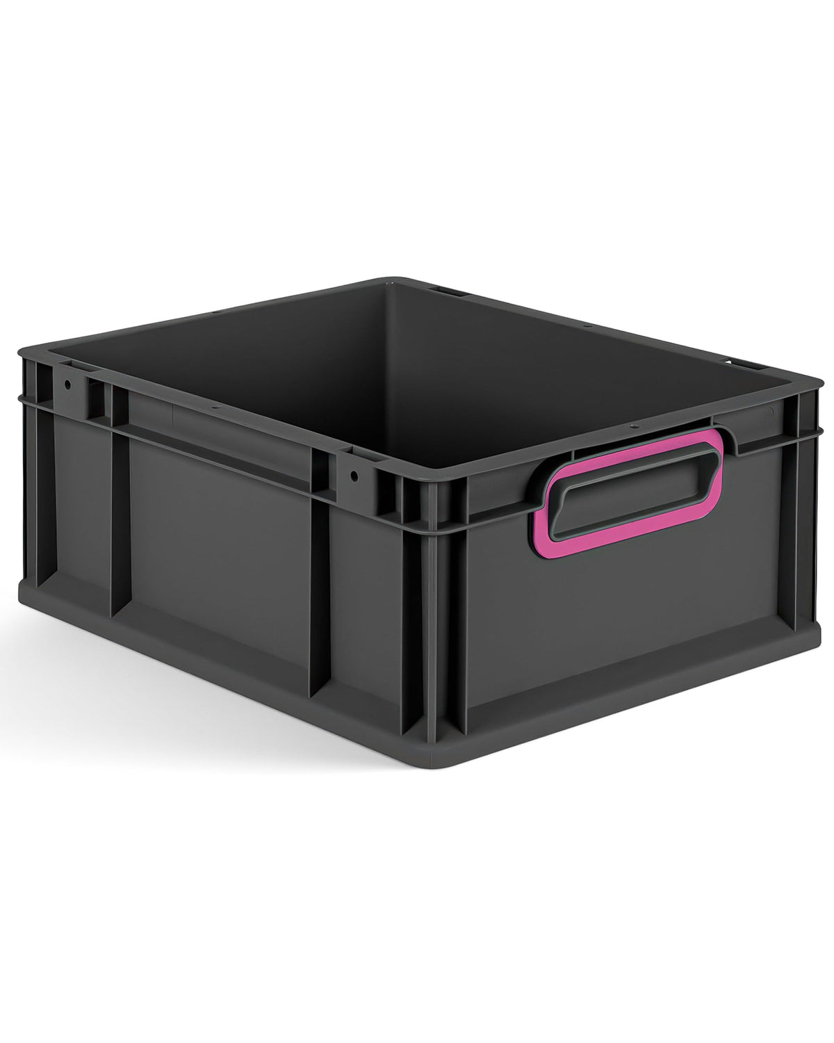 aidB Eurobox NextGen 2.0 Cycle - 400 x 300 x 220 mm - 20L Recycled Material Storage Box - Stackable Storage Box in Anthracite - Closed Handles - Industrial Quality - Includes Blue Colour Clips