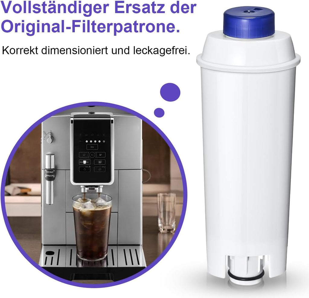Replacement for Delonghi Water Filter (DLSC002), Compatible with Fully Automatic Coffee Machines, ECAM Series, Dinamica, Magnifica & Magnifica S/Evo, ETAM Autentica, Eletta Explorer, Prima Donna, Rivelia, Esam.
