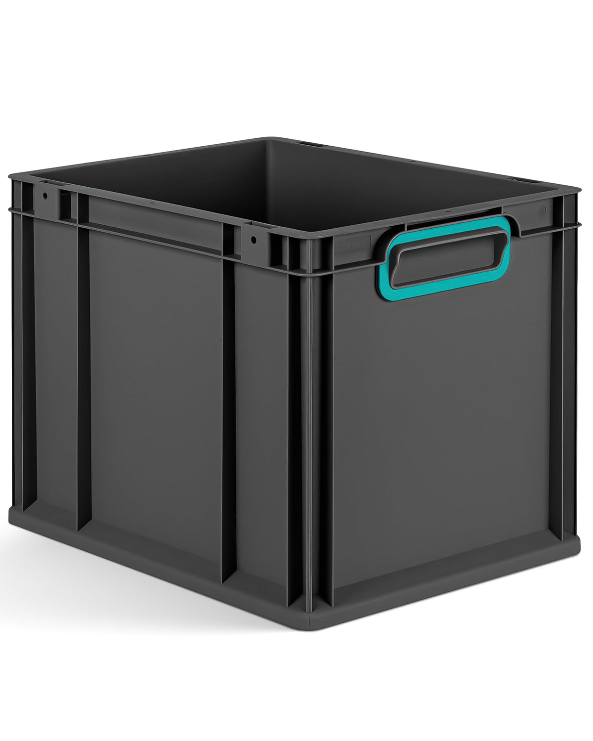 aidB Eurobox NextGen 2.0 Cycle - 400 x 300 x 220 mm - 20L Recycled Material Storage Box - Stackable Storage Box in Anthracite - Closed Handles - Industrial Quality - Includes Blue Colour Clips