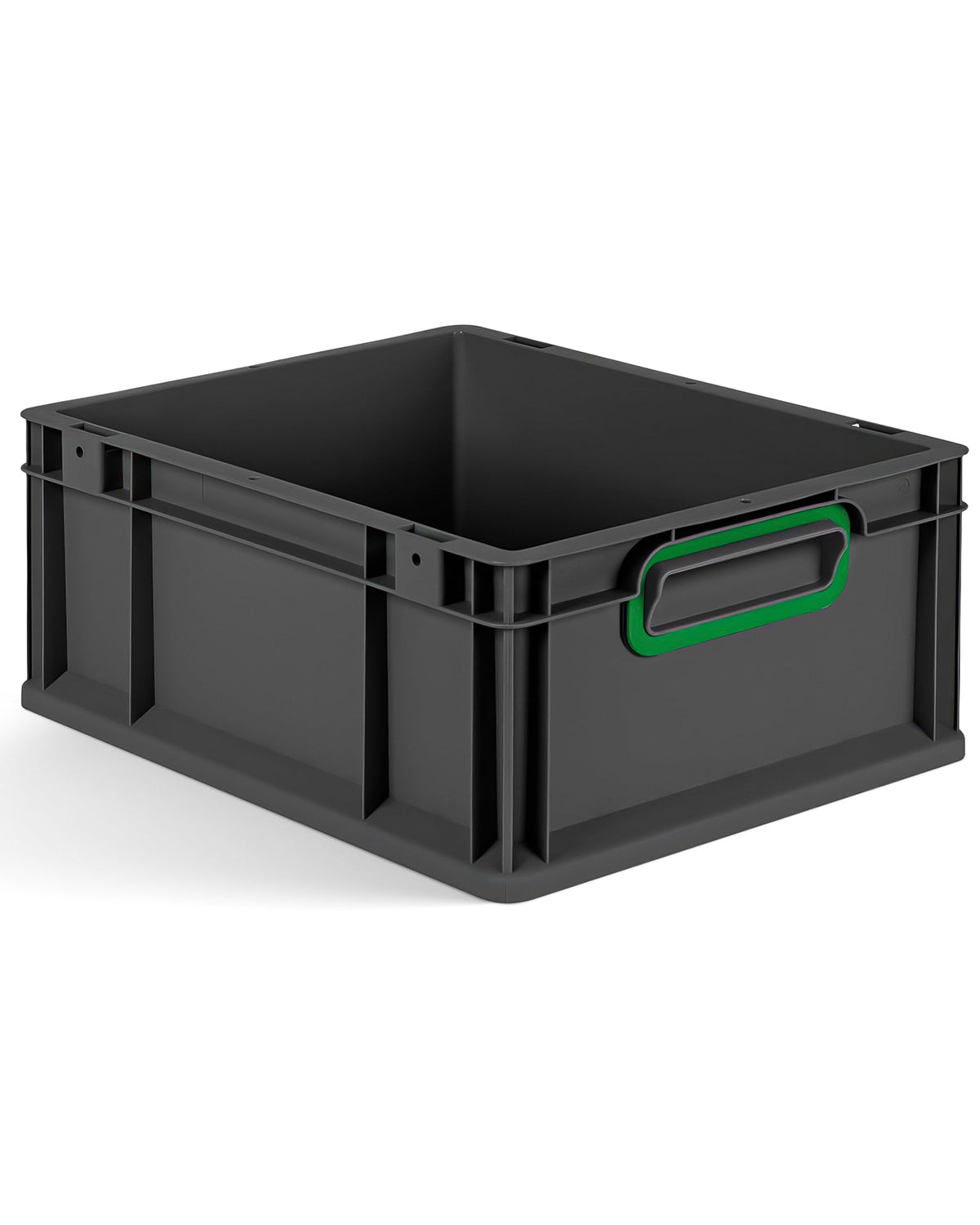 aidB Eurobox NextGen 2.0 Cycle - 400 x 300 x 220 mm - 20L Recycled Material Storage Box - Stackable Storage Box in Anthracite - Closed Handles - Industrial Quality - Includes Blue Colour Clips