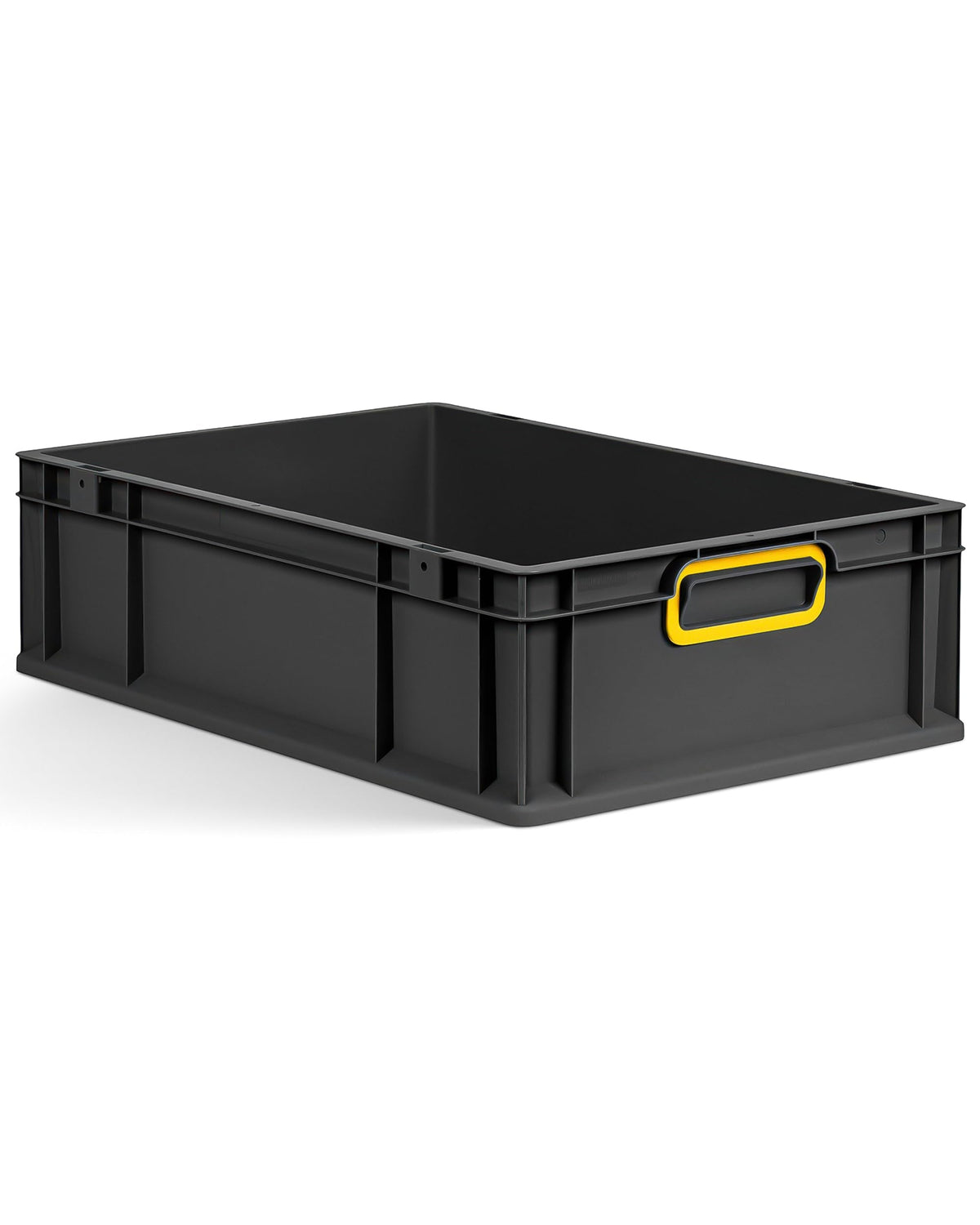aidB Eurobox NextGen 2.0 Cycle - 400 x 300 x 220 mm - 20L Recycled Material Storage Box - Stackable Storage Box in Anthracite - Closed Handles - Industrial Quality - Includes Blue Colour Clips