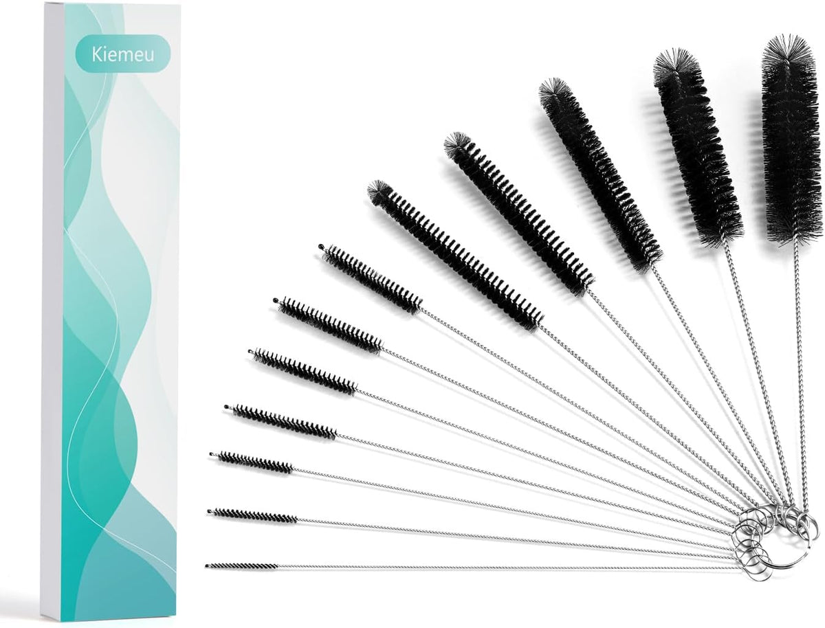 Small Cleaning Brushes for Coffee Machines, Slim Brush for Hose and Shisha Cleaning, Thin Brush for Straw, black