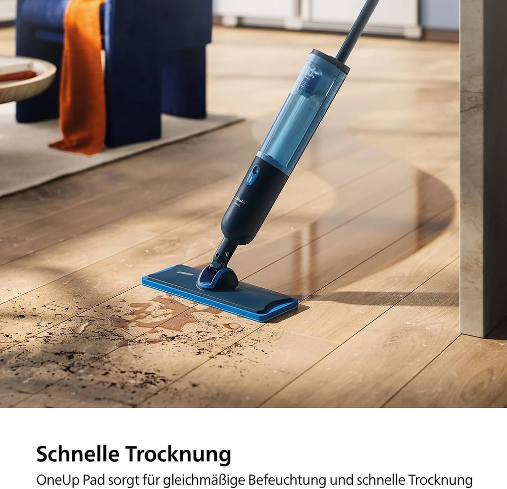 Philips OneUp 3000 Series Electric Mop - 2 x Cleaner Floors², 2 x Faster Wiping, Wireless with 360° Swivel, 2 Washable Reusable Pads, Long-Lasting Battery (XV3101/11)