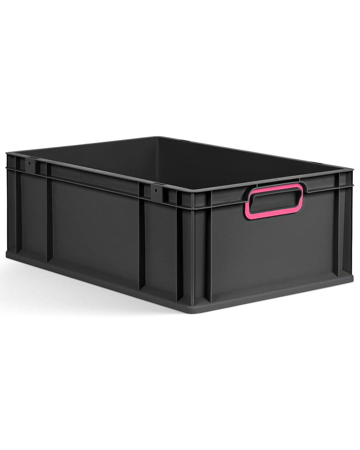 aidB Eurobox NextGen 2.0 Cycle - 400 x 300 x 220 mm - 20L Recycled Material Storage Box - Stackable Storage Box in Anthracite - Closed Handles - Industrial Quality - Includes Blue Colour Clips