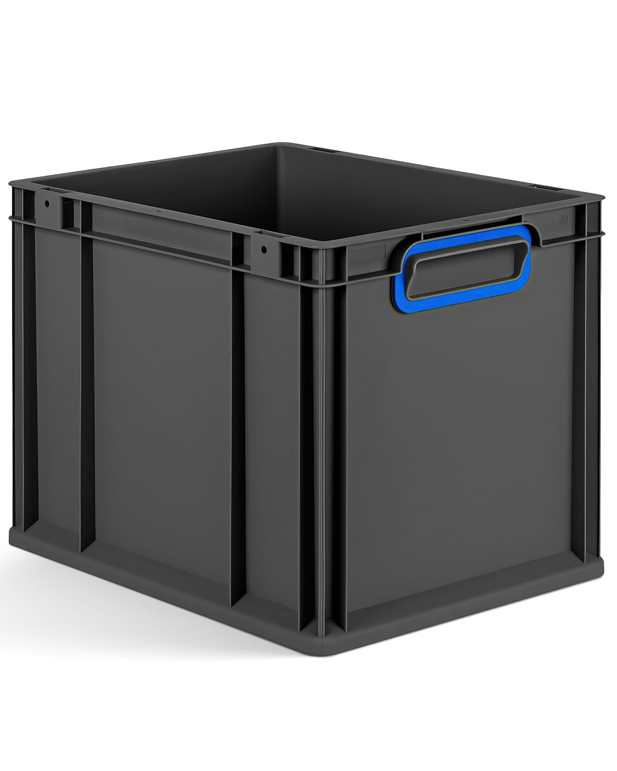 aidB Eurobox NextGen 2.0 Cycle - 400 x 300 x 220 mm - 20L Recycled Material Storage Box - Stackable Storage Box in Anthracite - Closed Handles - Industrial Quality - Includes Blue Colour Clips