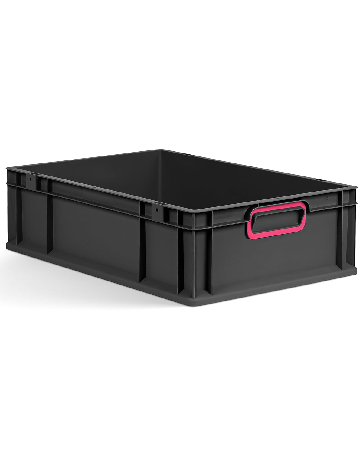 aidB Eurobox NextGen 2.0 Cycle - 400 x 300 x 220 mm - 20L Recycled Material Storage Box - Stackable Storage Box in Anthracite - Closed Handles - Industrial Quality - Includes Blue Colour Clips