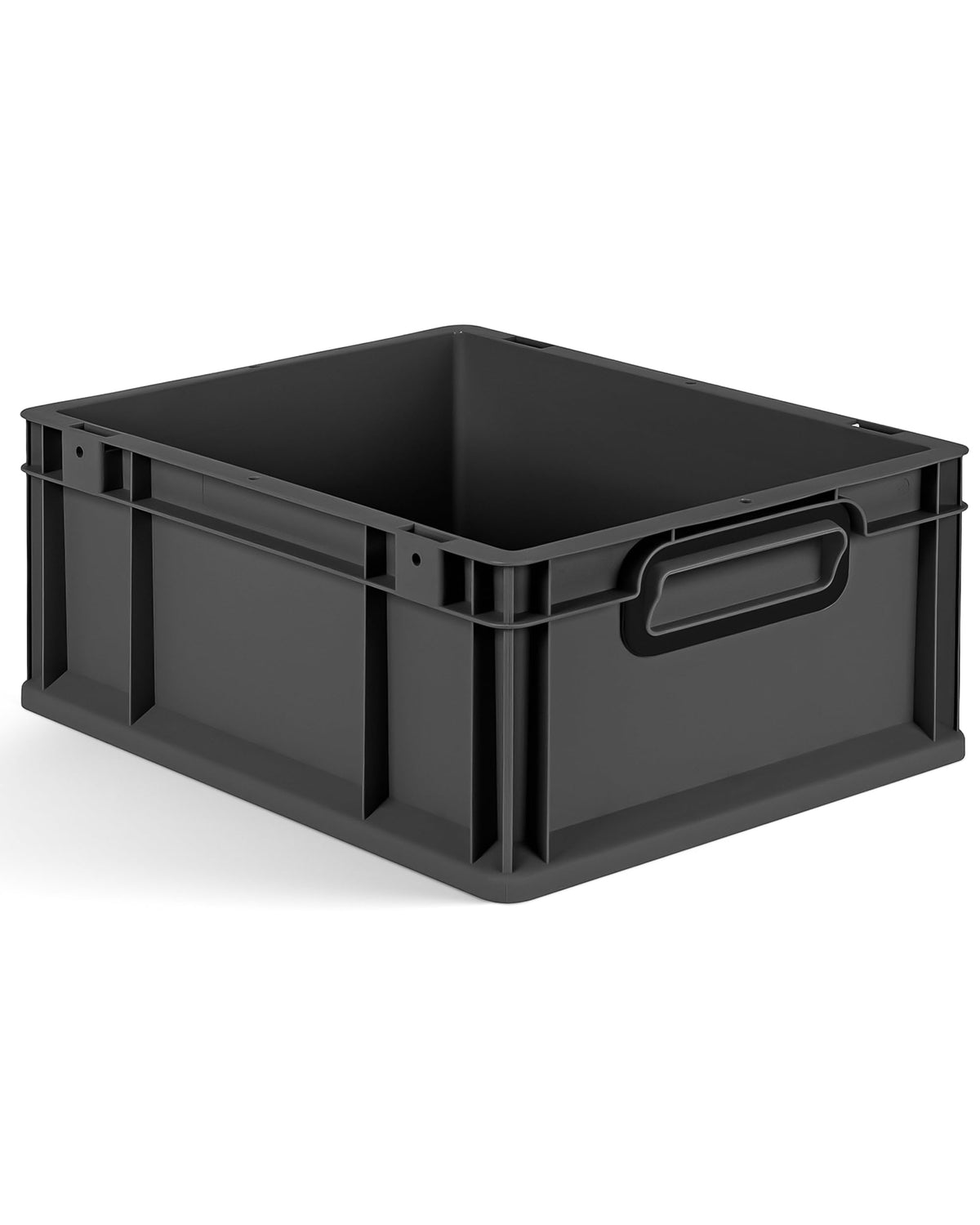 aidB Eurobox NextGen 2.0 Cycle - 400 x 300 x 220 mm - 20L Recycled Material Storage Box - Stackable Storage Box in Anthracite - Closed Handles - Industrial Quality - Includes Blue Colour Clips
