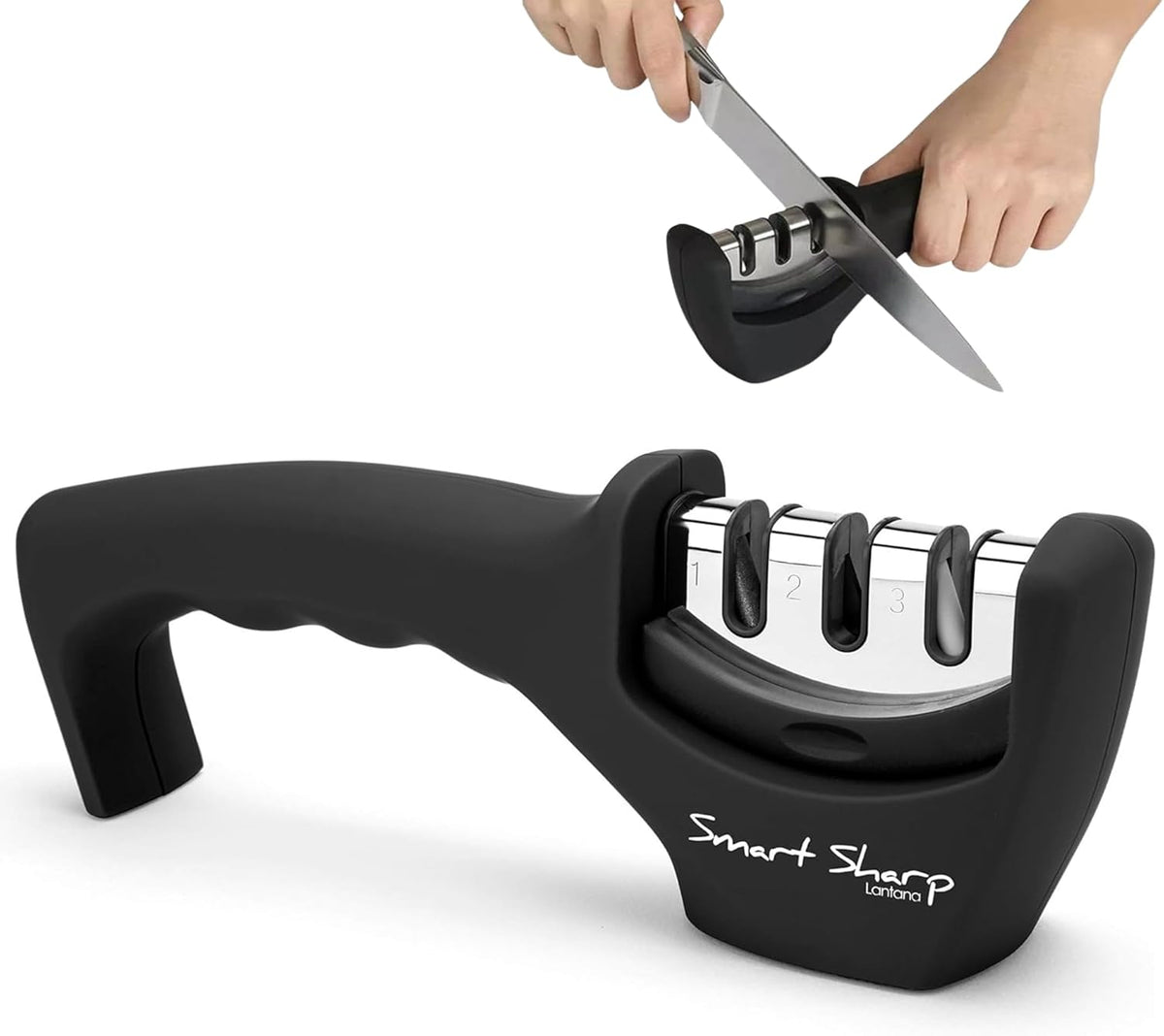 Lantana Smart Sharp Knife Sharpener - Professional 3 Stage Manual Sharpening for Kitchen Knives
