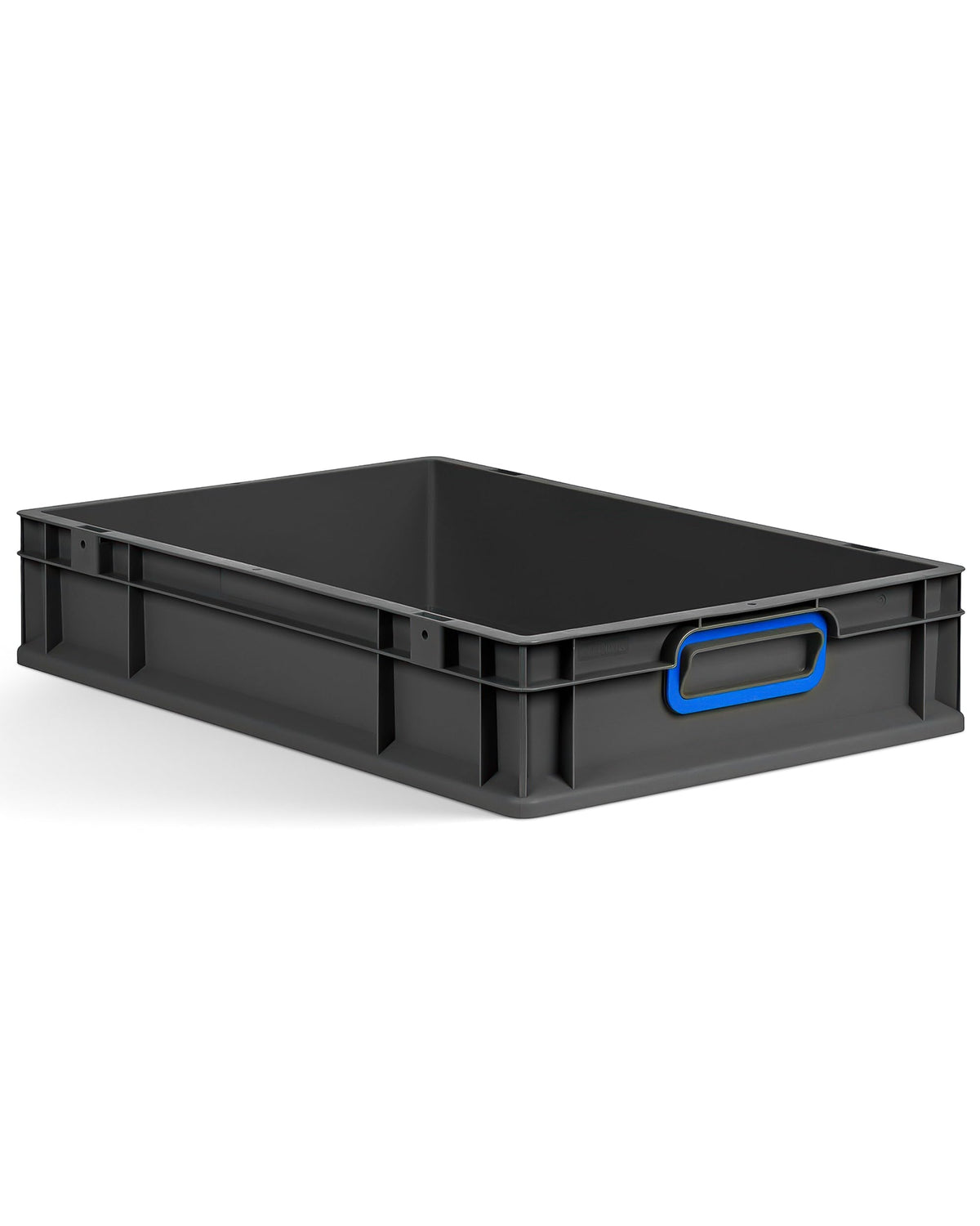 aidB Eurobox NextGen 2.0 Cycle - 400 x 300 x 220 mm - 20L Recycled Material Storage Box - Stackable Storage Box in Anthracite - Closed Handles - Industrial Quality - Includes Blue Colour Clips