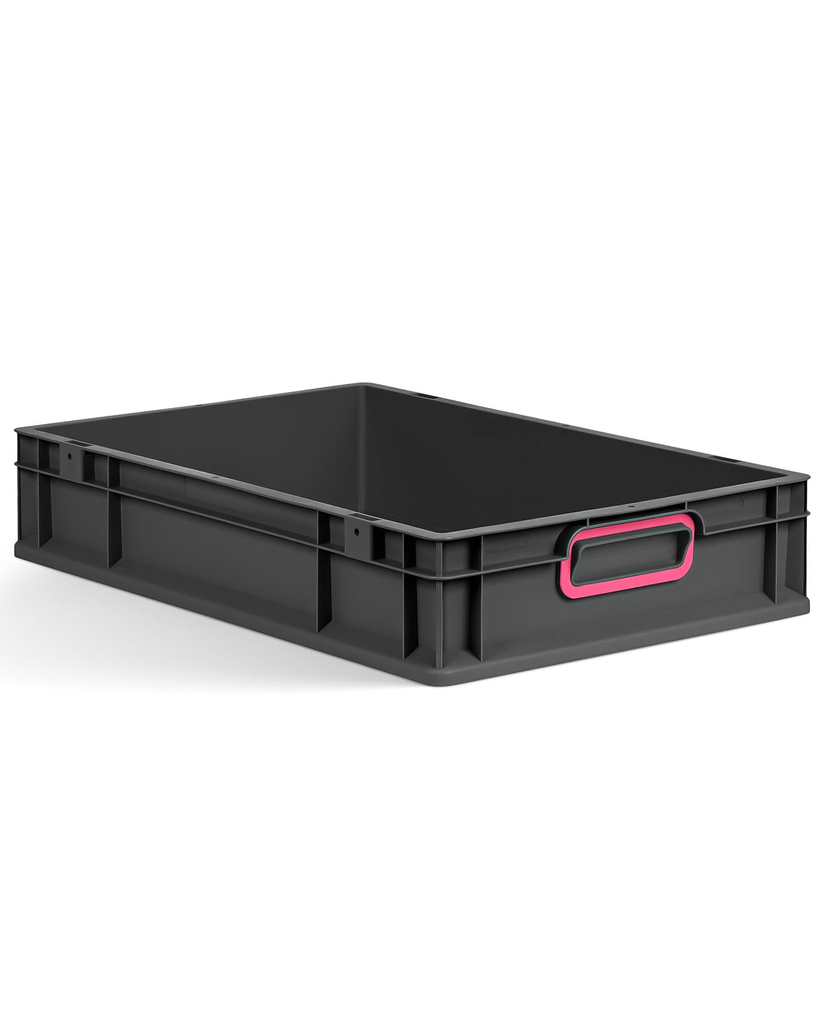 aidB Eurobox NextGen 2.0 Cycle - 400 x 300 x 220 mm - 20L Recycled Material Storage Box - Stackable Storage Box in Anthracite - Closed Handles - Industrial Quality - Includes Blue Colour Clips