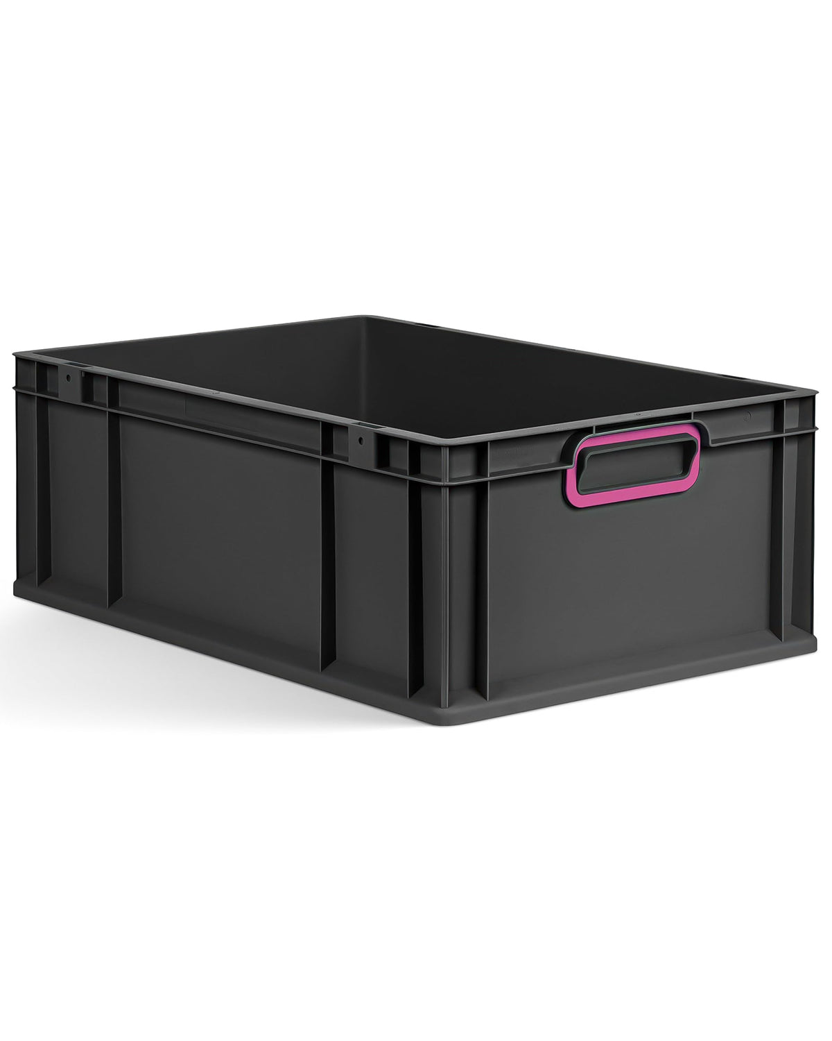 aidB Eurobox NextGen 2.0 Cycle - 400 x 300 x 220 mm - 20L Recycled Material Storage Box - Stackable Storage Box in Anthracite - Closed Handles - Industrial Quality - Includes Blue Colour Clips