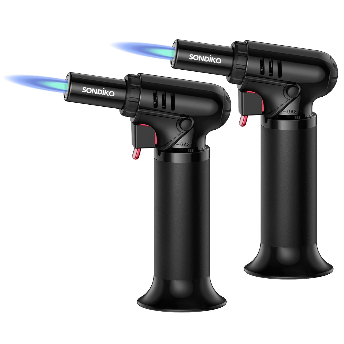 Sondiko Flame Torch with Fuel Indicator S907, Lighters, Bunsen Burner, Refillable Soldering Torch with Safety Lock for Kitchen, Camping (Butane Not Included)
