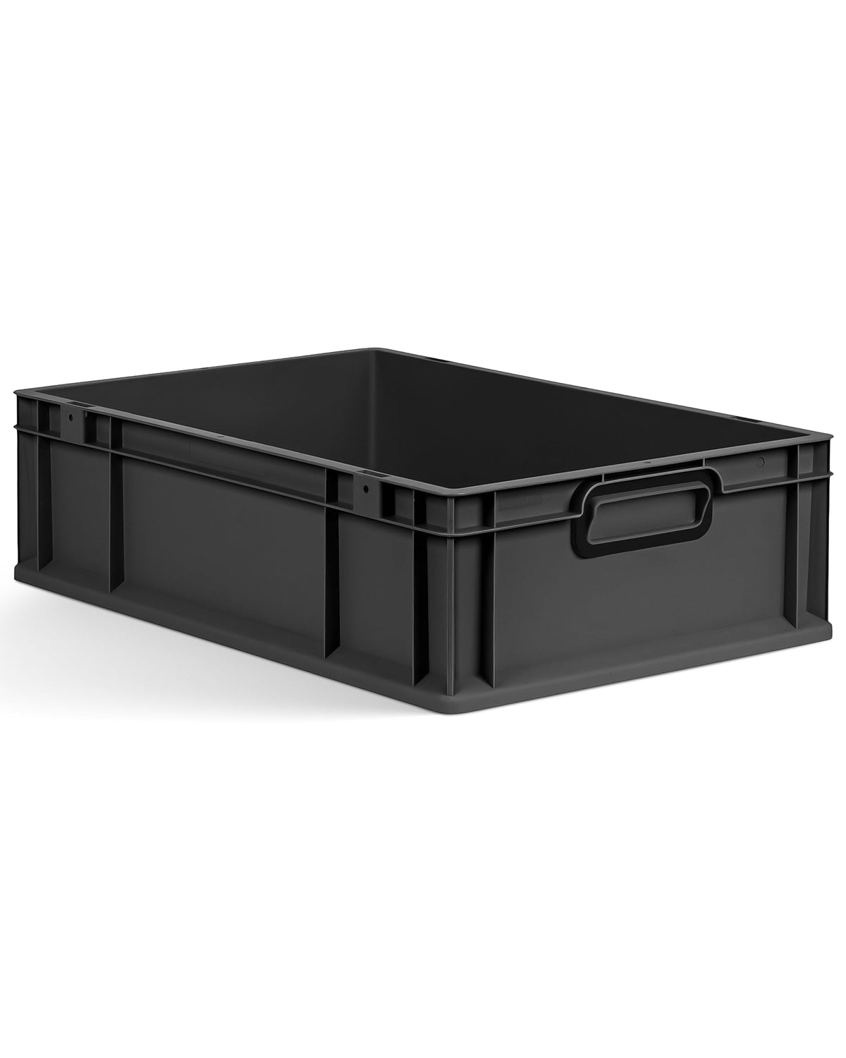 aidB Eurobox NextGen 2.0 Cycle - 400 x 300 x 220 mm - 20L Recycled Material Storage Box - Stackable Storage Box in Anthracite - Closed Handles - Industrial Quality - Includes Blue Colour Clips