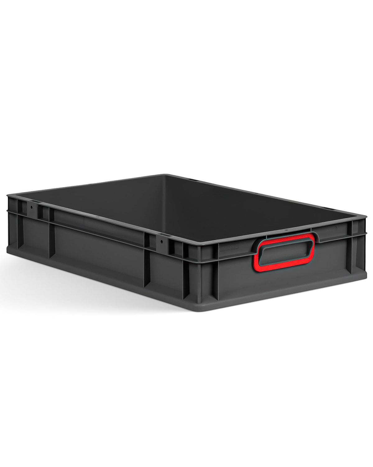 aidB Eurobox NextGen 2.0 Cycle - 400 x 300 x 220 mm - 20L Recycled Material Storage Box - Stackable Storage Box in Anthracite - Closed Handles - Industrial Quality - Includes Blue Colour Clips