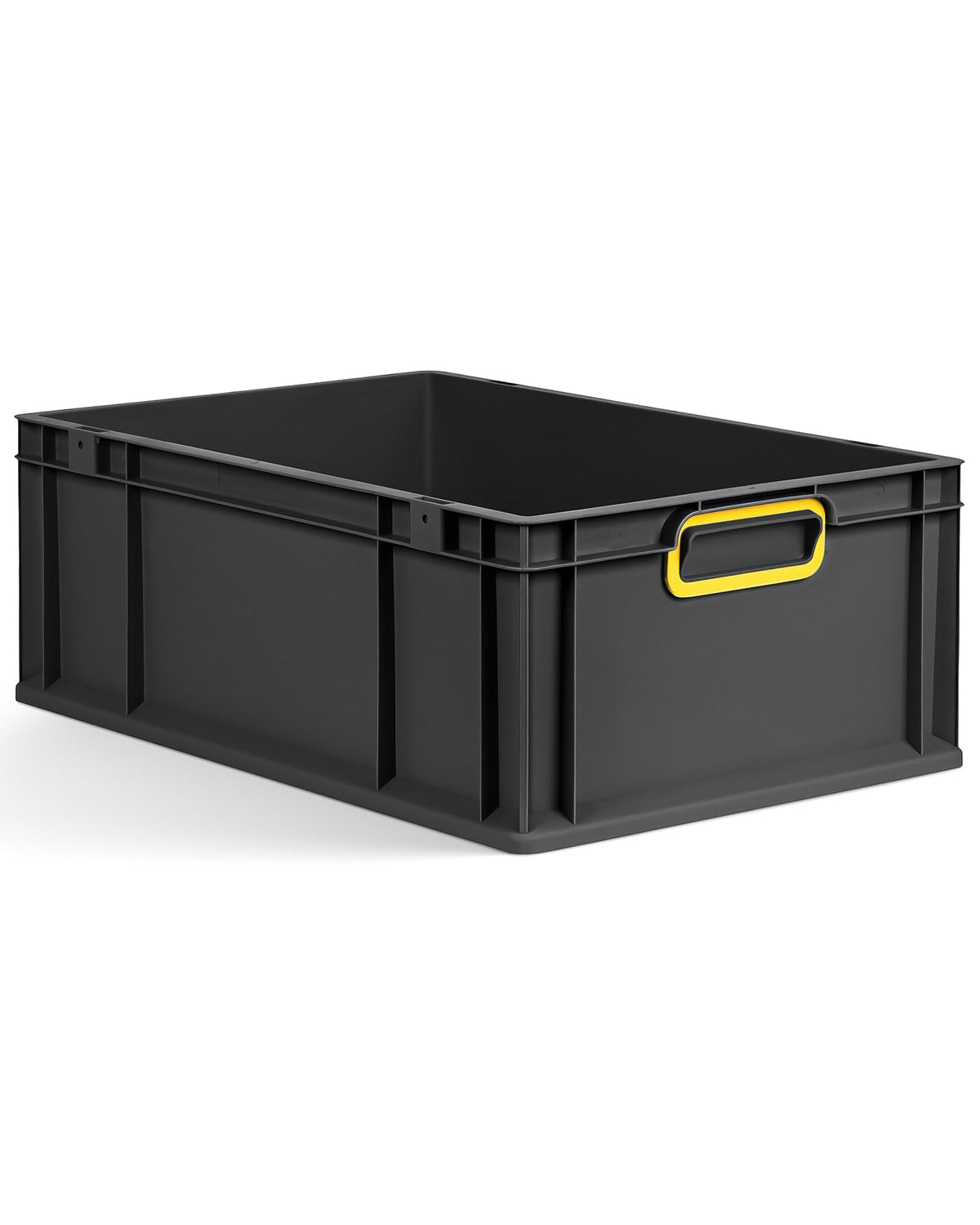 aidB Eurobox NextGen 2.0 Cycle - 400 x 300 x 220 mm - 20L Recycled Material Storage Box - Stackable Storage Box in Anthracite - Closed Handles - Industrial Quality - Includes Blue Colour Clips
