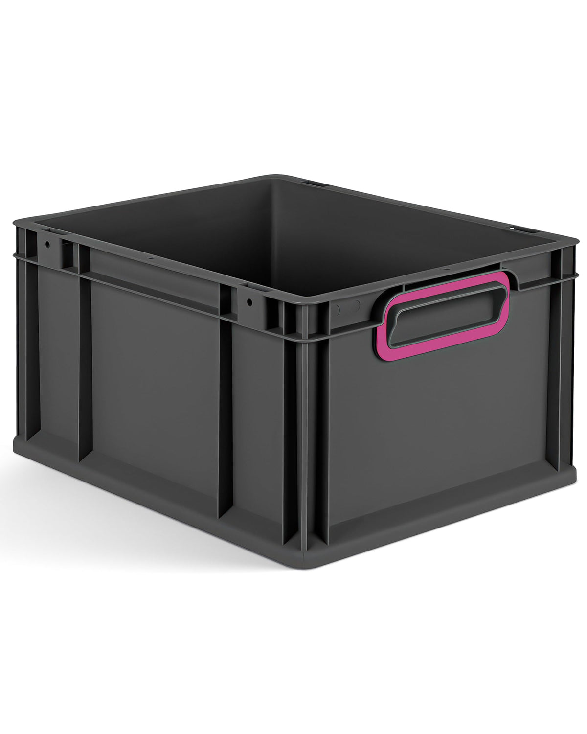 aidB Eurobox NextGen 2.0 Cycle - 400 x 300 x 220 mm - 20L Recycled Material Storage Box - Stackable Storage Box in Anthracite - Closed Handles - Industrial Quality - Includes Blue Colour Clips