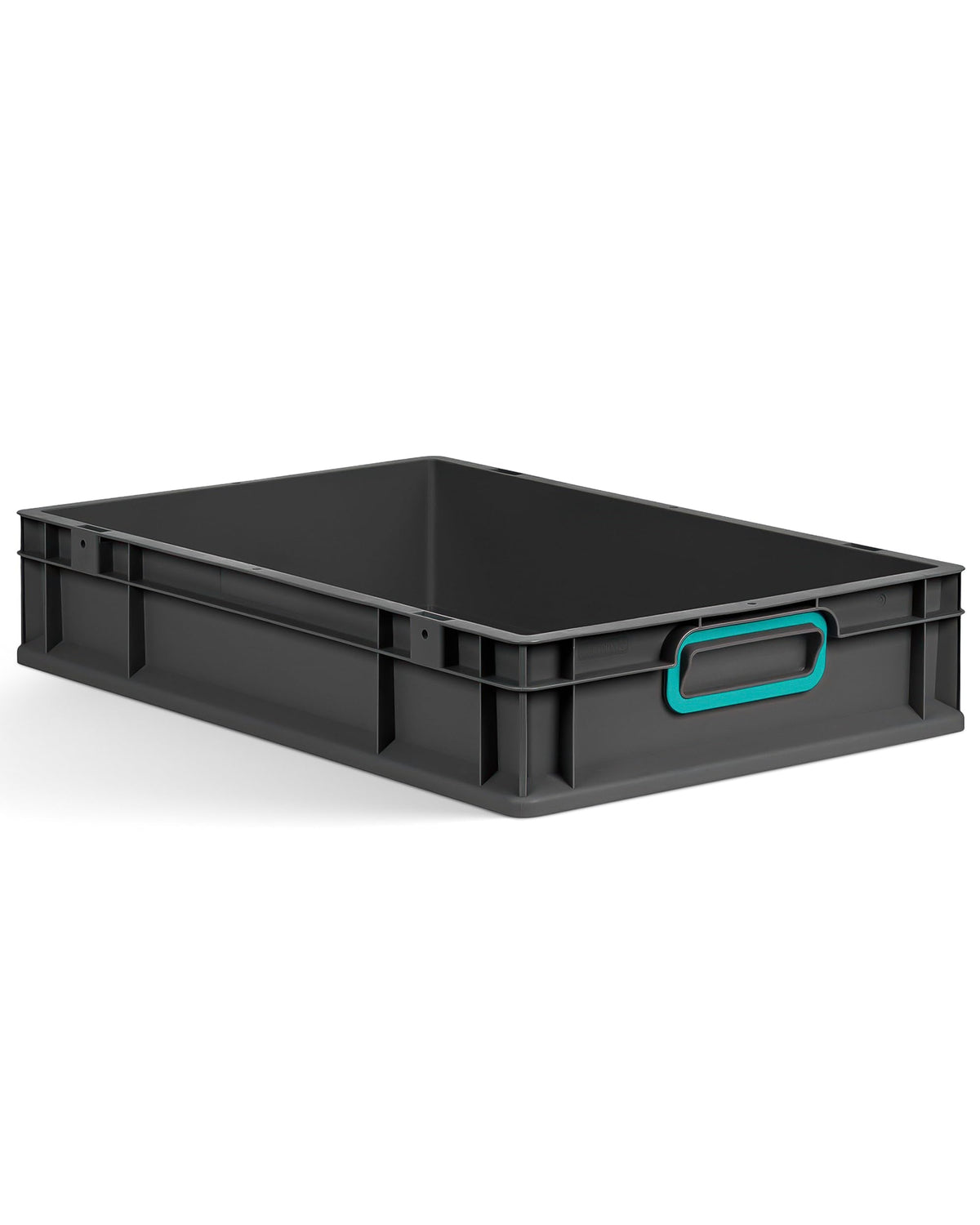aidB Eurobox NextGen 2.0 Cycle - 400 x 300 x 220 mm - 20L Recycled Material Storage Box - Stackable Storage Box in Anthracite - Closed Handles - Industrial Quality - Includes Blue Colour Clips