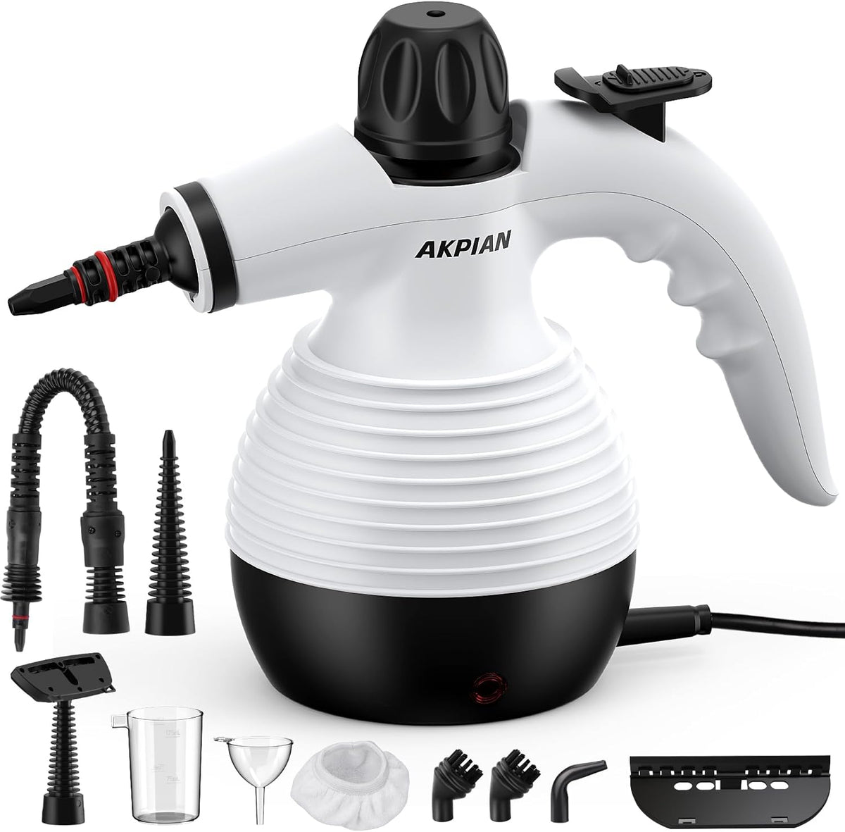 Handheld Steam Cleaner with 10 Piece Accessories, 1050W Steam Cleaner for Household, Kitchen, Bathroom, Window, Upholstery & Car - 100% Chemical Free, High Pressure Steam Against Dirt, Grease & Bacteria