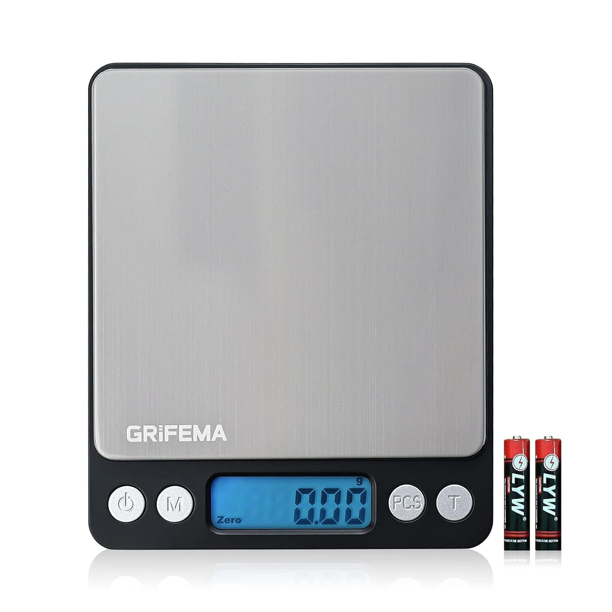GRIFEMA Professional Digital Kitchen Scales (High Precision 0.05 g - 500 g) - Precision Scales with LCD Display and 2 Batteries, Letter Scales Automatic Storage and Tare Kitchen Scale Small with 6 Units of Measure