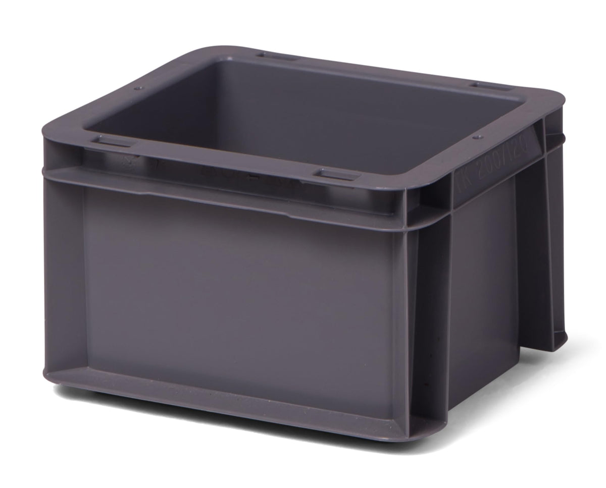 1a-TopStore Euro Container, Stacking Box, Storage Container, Plastic and Transport Box, Over 23 Sizes, Many Colours, Food-Safe & Made of Robust PP (Grey, 40 x 30 x 7.5 cm)