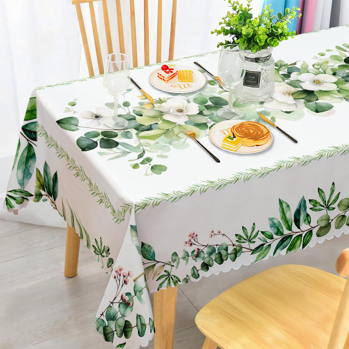 Round Tablecloth 120 cm Weatherproof Washable Polyester Dandelion Floral Pattern Outdoor Tablecloth for Garden Kitchen Dining Room Balcony for 2-4 People Waterproof and Durable