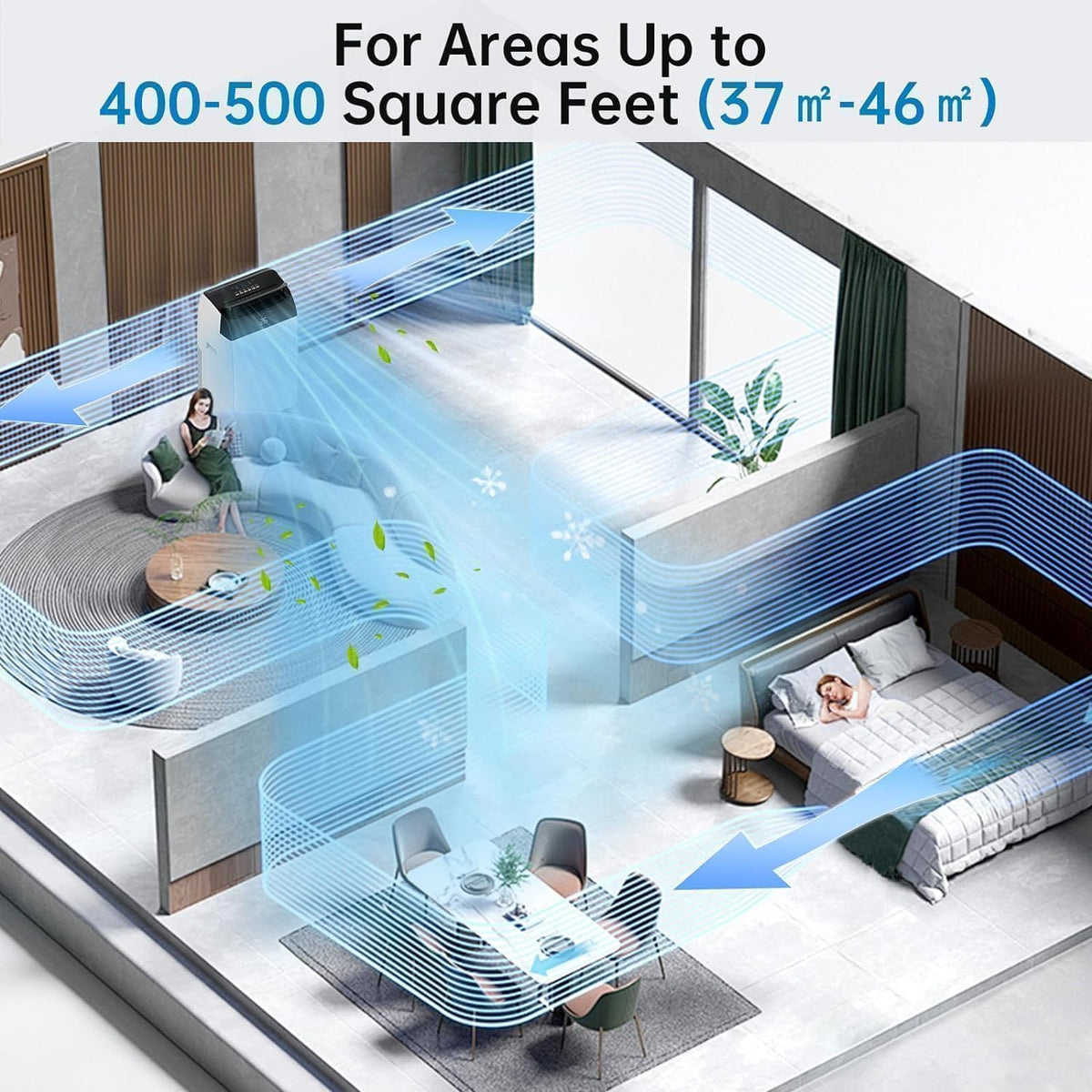 Quiet 4-in-1 Mobile Air Conditioner 12000 BTU | Cooling/Ventilating/Dehumidification/Follow-Me | For Rooms Up to 43-51㎡ Exhaust Hose + Digital Display + Remote Control + 24-Hour Timer