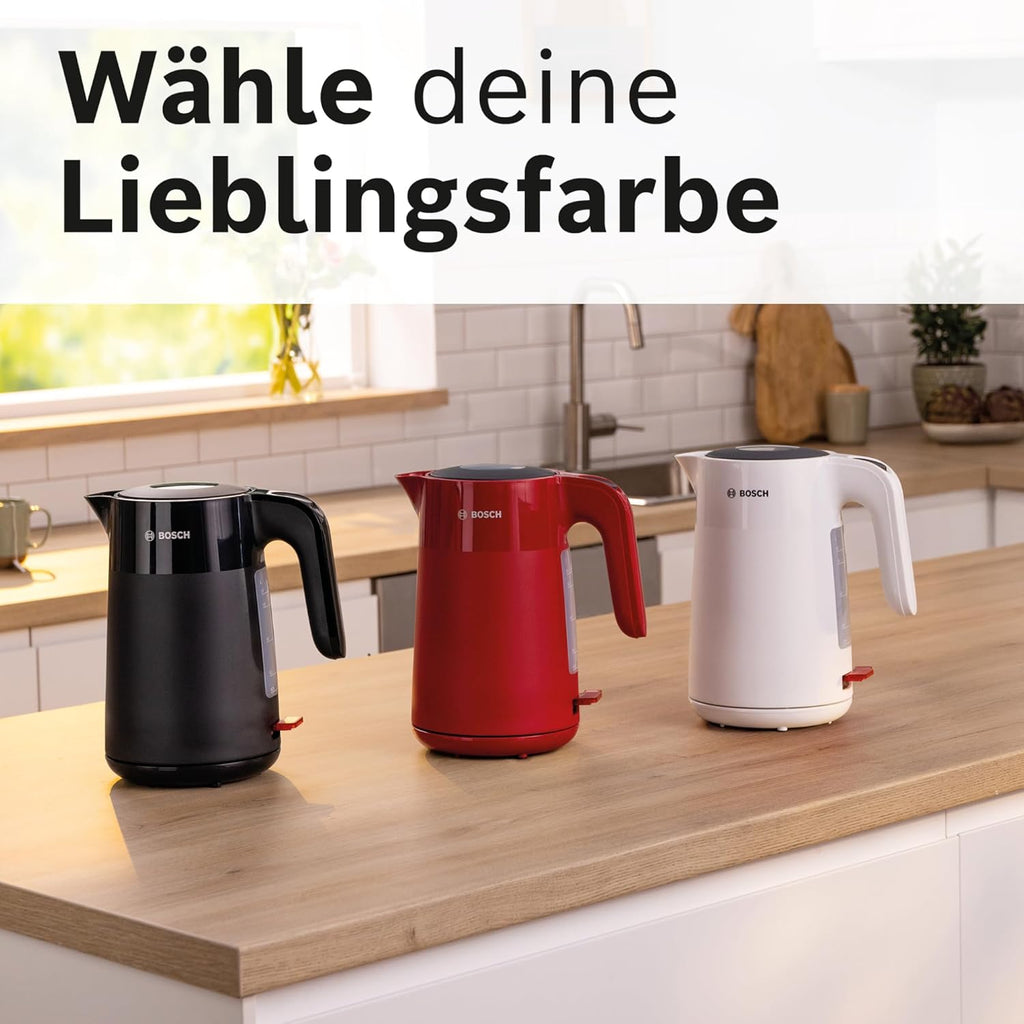 Bosch MyMoment TWK2M163 Wireless Kettle Automatic Shut-Off, Overheating Protection, Cup Display, Removable Limescale Filter, Boil Dry Protection, Automatic Steam Stop, 1.7 L, 2400 W, Matte Black