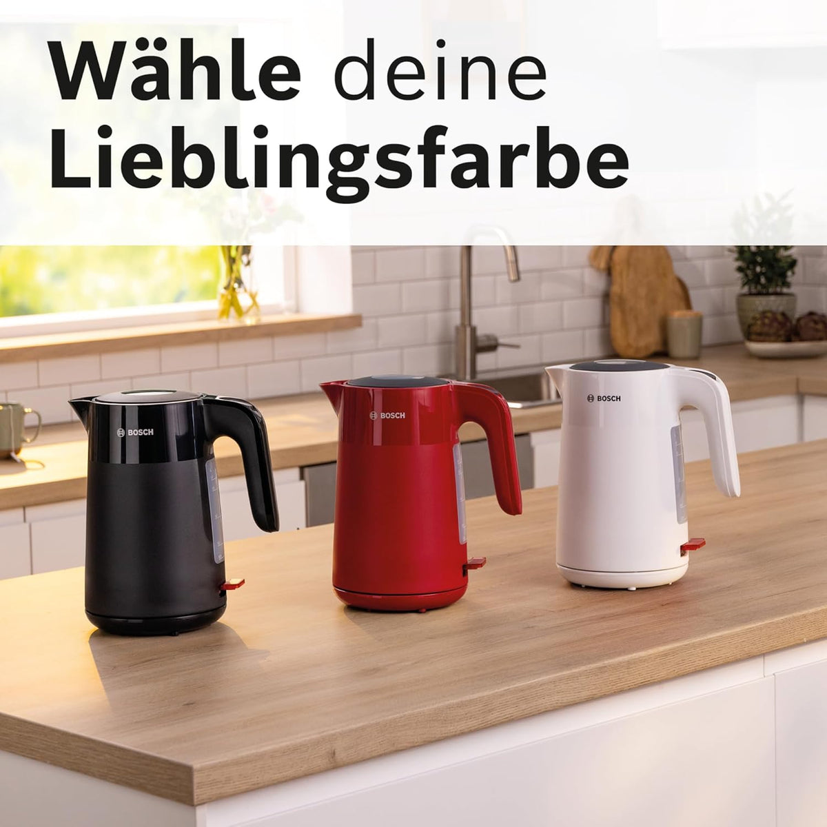 Bosch MyMoment TWK2M163 Wireless Kettle Automatic Shut-Off, Overheating Protection, Cup Display, Removable Limescale Filter, Boil Dry Protection, Automatic Steam Stop, 1.7 L, 2400 W, Matte Black