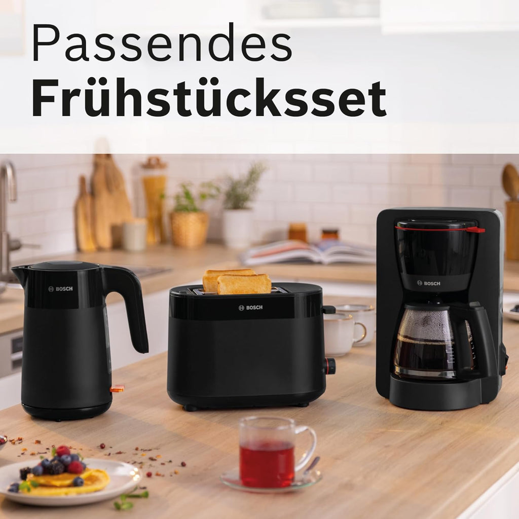 Bosch MyMoment TWK2M163 Wireless Kettle Automatic Shut-Off, Overheating Protection, Cup Display, Removable Limescale Filter, Boil Dry Protection, Automatic Steam Stop, 1.7 L, 2400 W, Matte Black