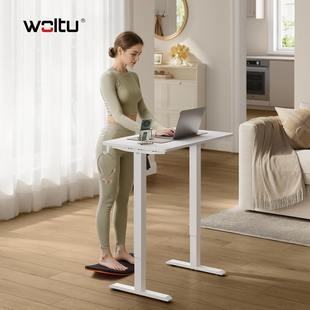 WOLTU Height-Adjustable Electric Desk with Memory Function & Collision Protection, 80 kg Load Capacity, Quiet, Computer Desk for Home Office, Study, 80 x 48 cm, White
