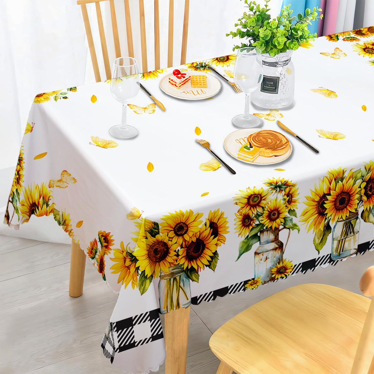 Round Tablecloth 120 cm Weatherproof Washable Polyester Dandelion Floral Pattern Outdoor Tablecloth for Garden Kitchen Dining Room Balcony for 2-4 People Waterproof and Durable
