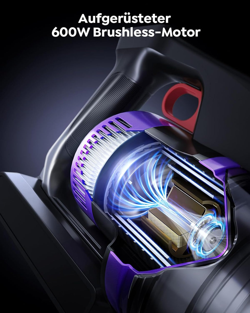 Battery Vacuum Cleaner 600 W/45 kPa/60 Min, Wireless Vacuum Cleaner with 1 m Hose, HD Display, Aromatherapy, 1.8 L Dust Container, Anti-Tangle Brush, Vacuum Cleaner Green LED Light Brush for Carpets