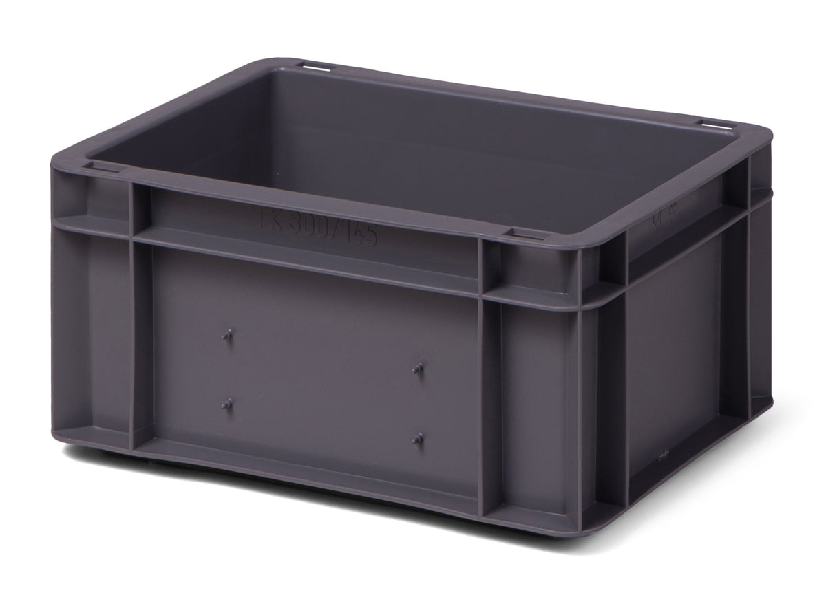 1a-TopStore Euro Container, Stacking Box, Storage Container, Plastic and Transport Box, Over 23 Sizes, Many Colours, Food-Safe & Made of Robust PP (Grey, 40 x 30 x 7.5 cm)