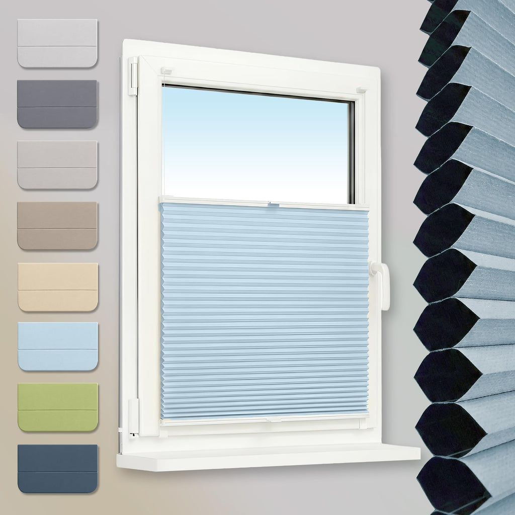 Klemmfix Honeycomb Pleated Blind, No Drilling, 100% Blackout Honeycomb Roller Blind, Two-Tone, Beige/White, 80 x 130 cm, Thermal Folding Blind with Metal Clips for Windows and Doors, Blind