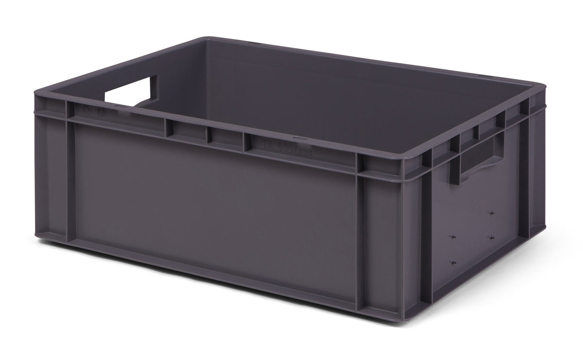 1a-TopStore Euro Container, Stacking Box, Storage Container, Plastic and Transport Box, Over 23 Sizes, Many Colours, Food-Safe & Made of Robust PP (Grey, 40 x 30 x 7.5 cm)