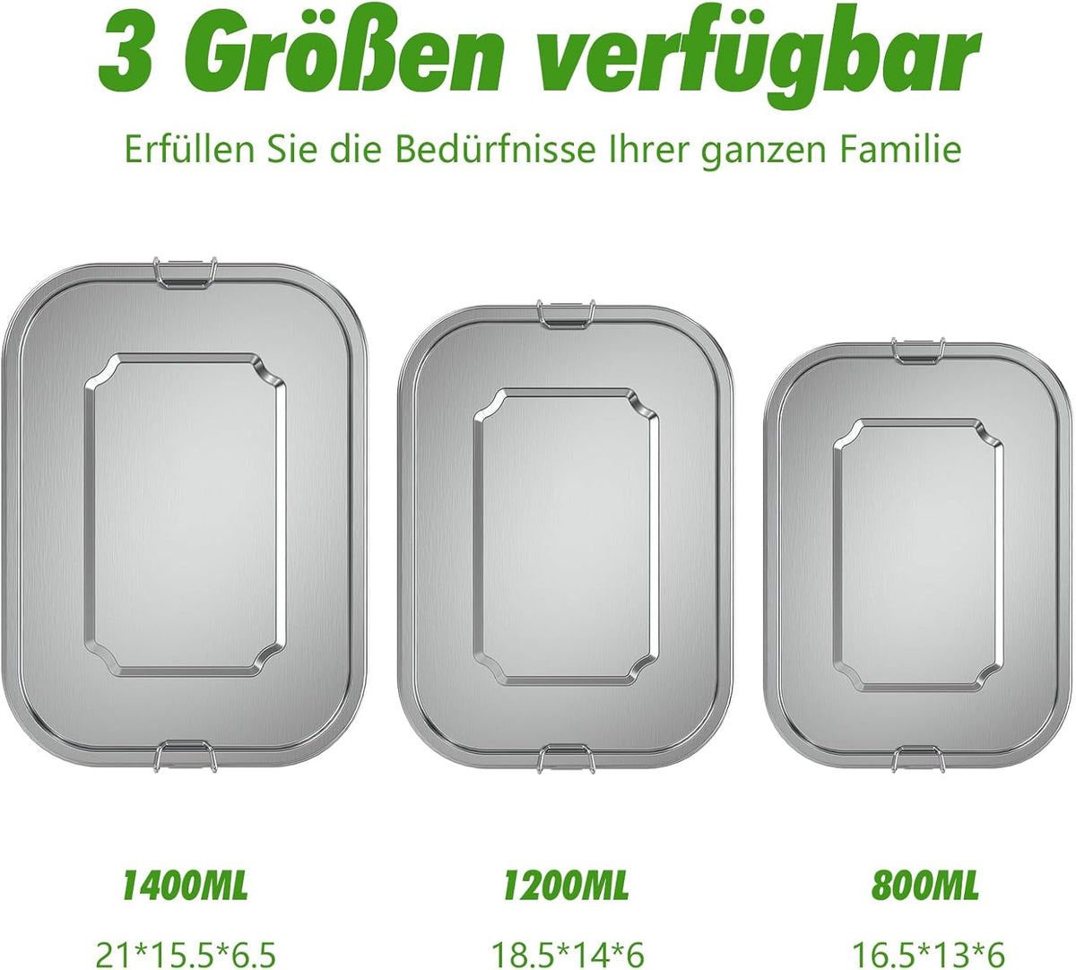 Stainless Steel Lunch Box with Compartments, Leak-Proof, 1200 ml, Lunch Box with Divider, Metal Lunch Box for Adults and Children