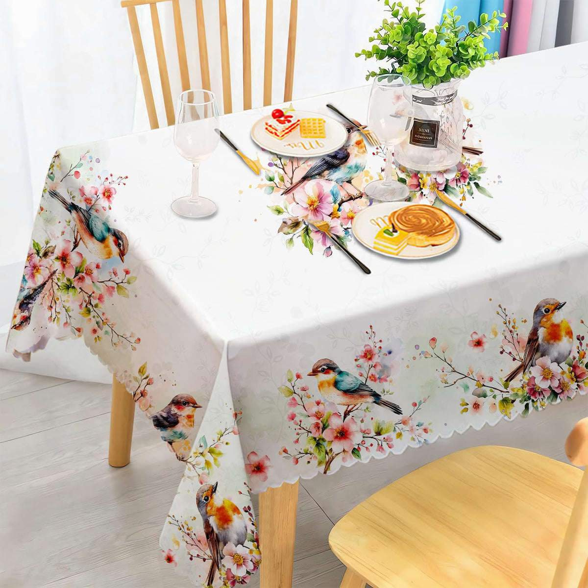 Round Tablecloth 120 cm Weatherproof Washable Polyester Dandelion Floral Pattern Outdoor Tablecloth for Garden Kitchen Dining Room Balcony for 2-4 People Waterproof and Durable