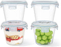 Glass Containers with Lid, 650 ml, Round Borosilicate Glass, Set of 4, Leak-proof & BPA-Free, Meal Prep Glasses & Glass Bowl, Soup Containers, Microwave & Dishwasher Safe