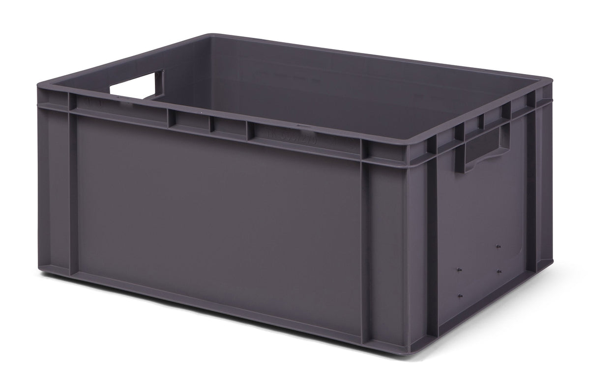 1a-TopStore Euro Container, Stacking Box, Storage Container, Plastic and Transport Box, Over 23 Sizes, Many Colours, Food-Safe & Made of Robust PP (Grey, 40 x 30 x 7.5 cm)