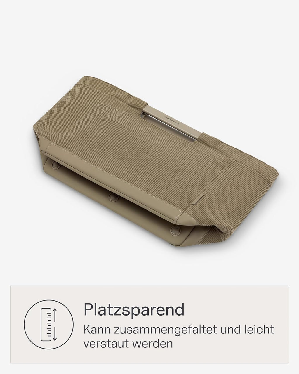 Kapten & Son Vaasa Foldable Shopping Basket Cord Dusty Khaki 25 L | Basket Corduroy Green | Includes Shopping Trolley Chip & Magnetic Compartment | Wipeable Inner Material | Stylish Everyday Companion