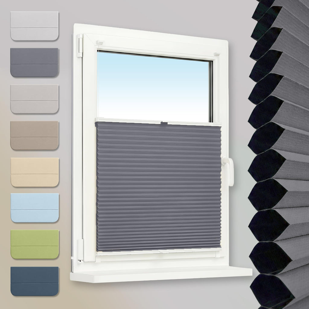 Klemmfix Honeycomb Pleated Blind, No Drilling, 100% Blackout Honeycomb Roller Blind, Two-Tone, Beige/White, 80 x 130 cm, Thermal Folding Blind with Metal Clips for Windows and Doors, Blind