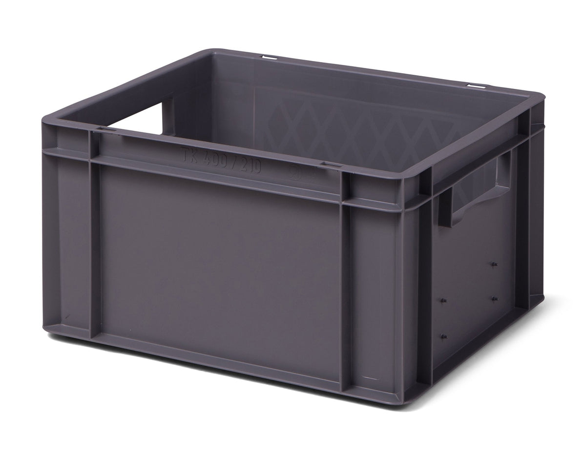 1a-TopStore Euro Container, Stacking Box, Storage Container, Plastic and Transport Box, Over 23 Sizes, Many Colours, Food-Safe & Made of Robust PP (Grey, 40 x 30 x 7.5 cm)