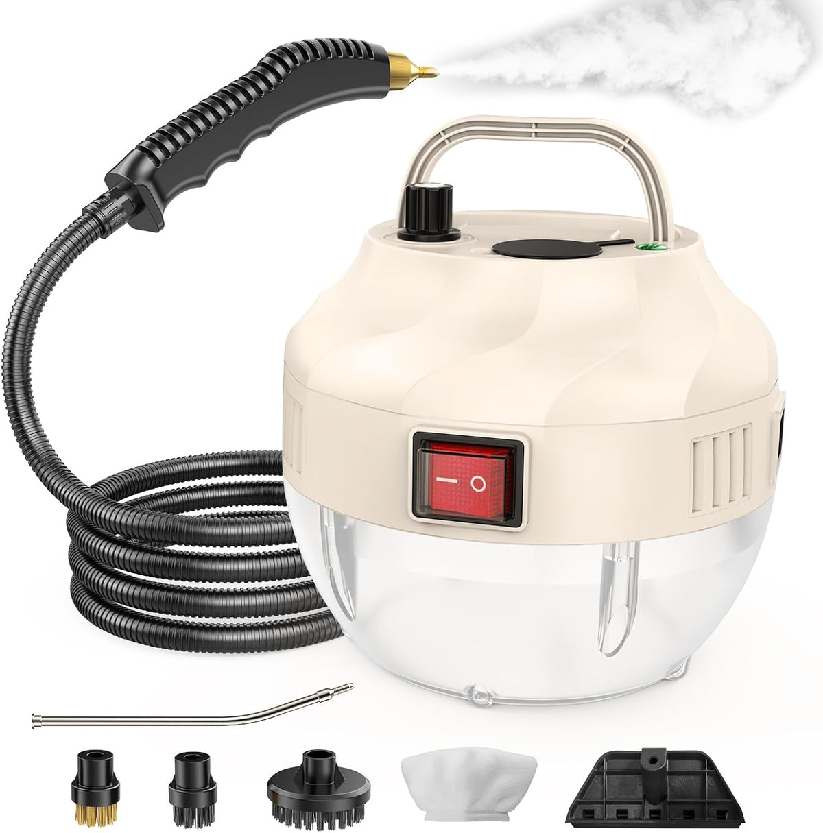 Steam Cleaner, Heating Time 15 Seconds, 1 L Water Tank, 1500 W Power, 6 Speed Settings, Portable Steam Cleaner, Steam Cleaner for Floor, Kitchen, Windows, Bathrooms, Cars
