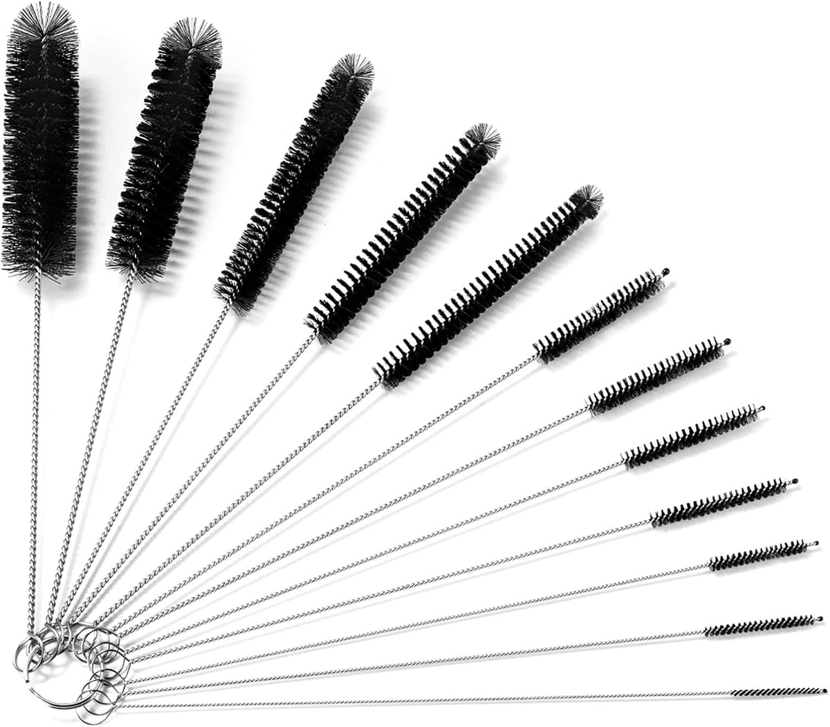 Small Cleaning Brushes for Coffee Machines, Slim Brush for Hose and Shisha Cleaning, Thin Brush for Straw, black