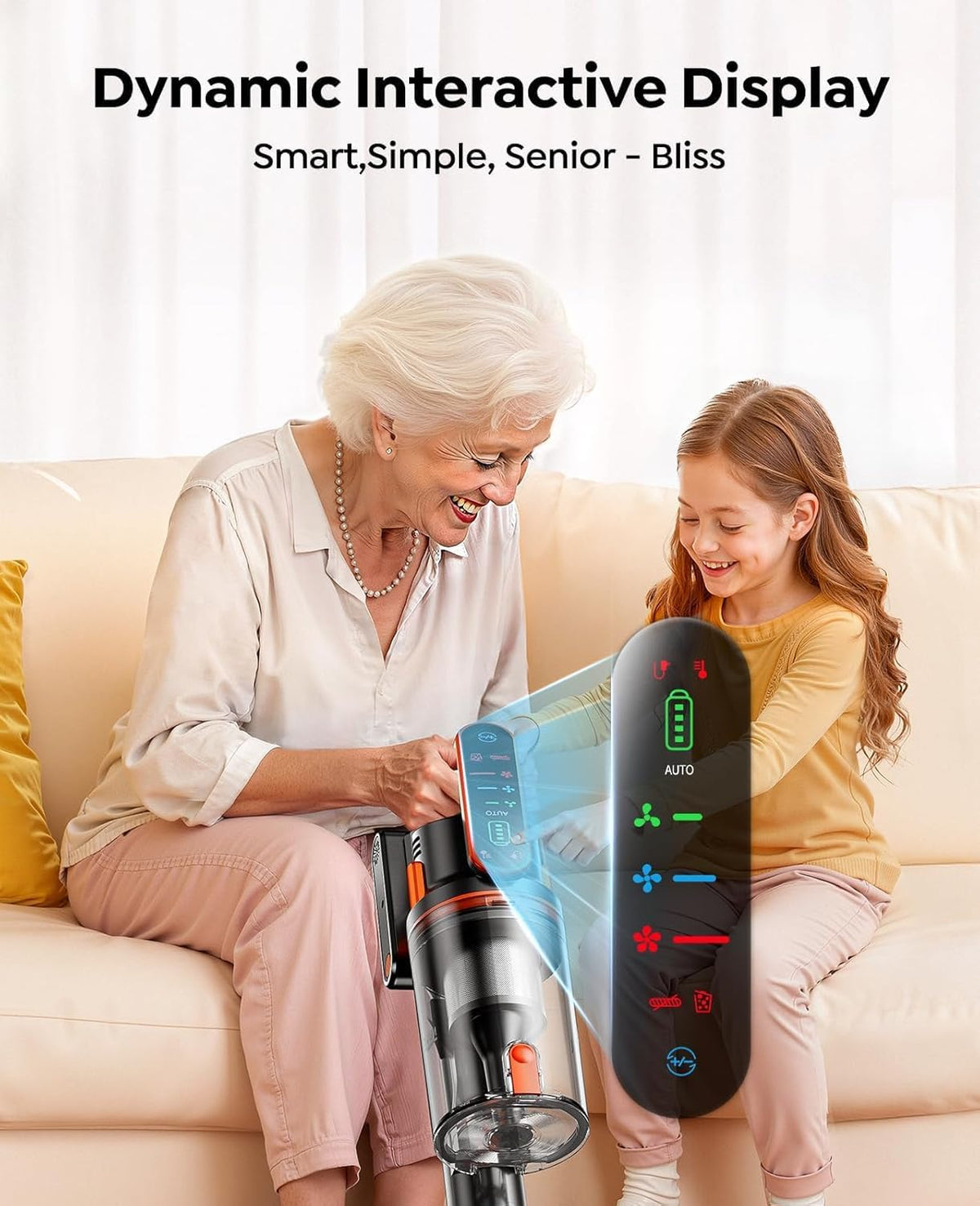 Fieety Battery Vacuum Cleaner, 600 W/50 kPa/65 Min Wireless Vacuum Cleaner with Wall-Mounted Charging Station, Aromatherapy, Automatic Mode, Flexible Bending Joint, 1 m Hose for Hard Floors, Carpets