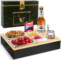 Herenear Couch Bar, Snack Box, Sofa Tray, Couch Bar with Gift Box, Snack Dispenser with Snack Bowl, Drink Holder, Bottle Holder, Snack Bar Organiser, Removable Lid for Sofa (Black)