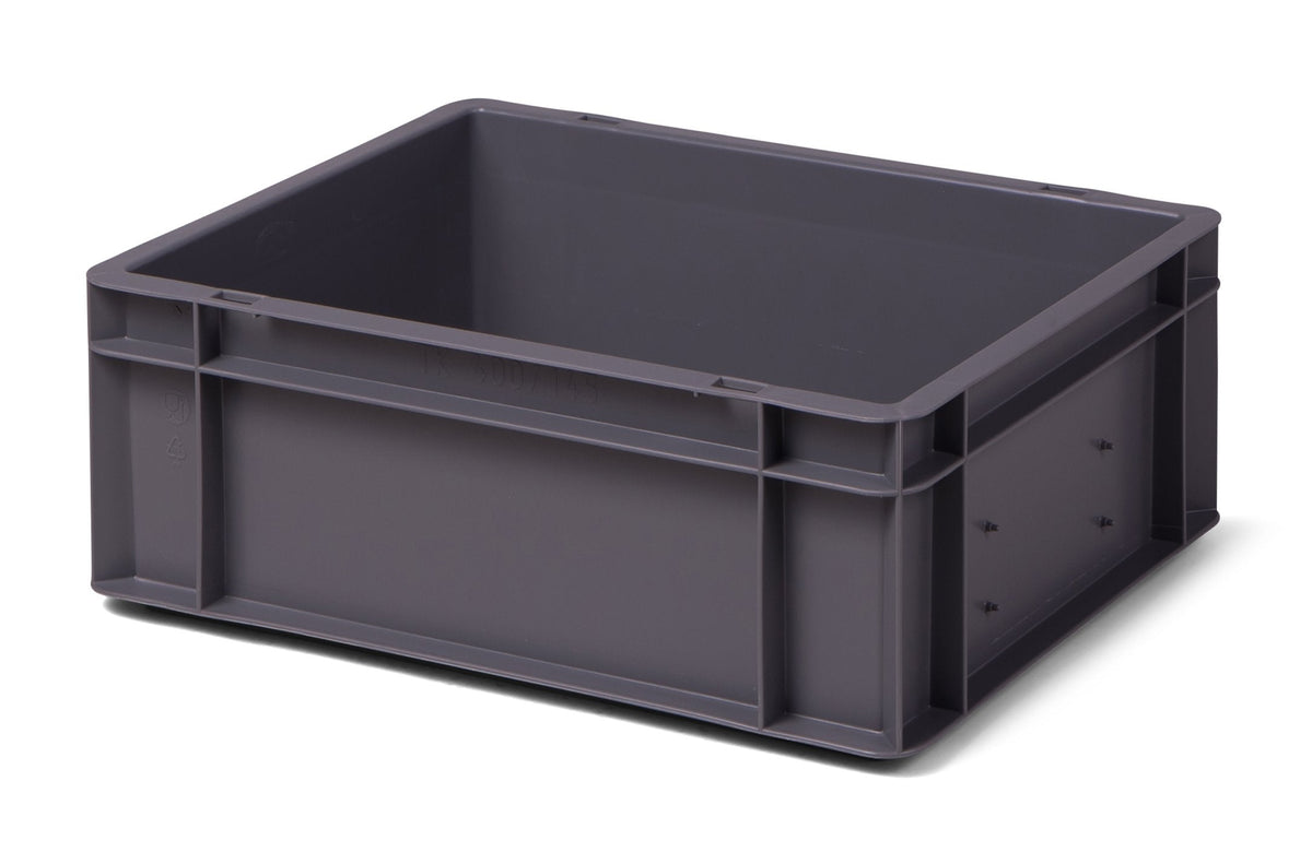 1a-TopStore Euro Container, Stacking Box, Storage Container, Plastic and Transport Box, Over 23 Sizes, Many Colours, Food-Safe & Made of Robust PP (Grey, 40 x 30 x 7.5 cm)